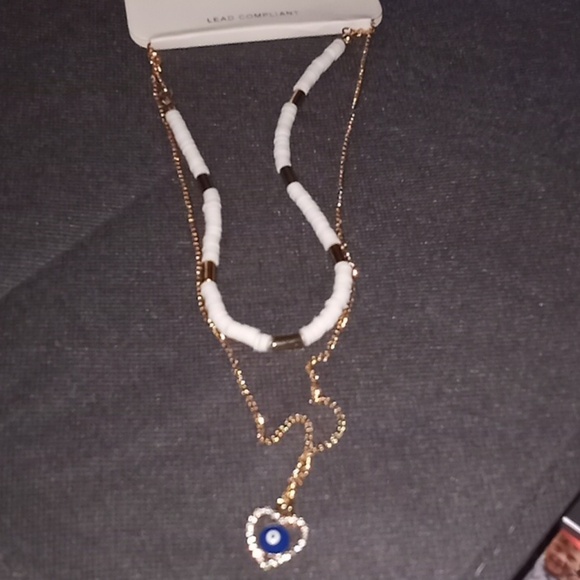 2 in 1 Evil eye and white beaded necklace - Picture 3 of 4